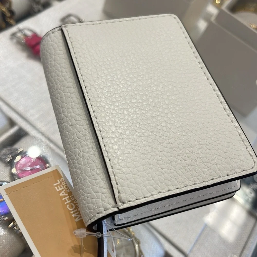 MICHAEL KORS Carson Small Pebbled Leather Wallet OPTIC WHITE NWT